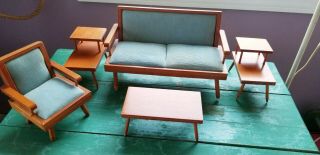 Vintage Mid Century Modern 50s 60s Barbie Style Furniture Sofa Set Tables Chair