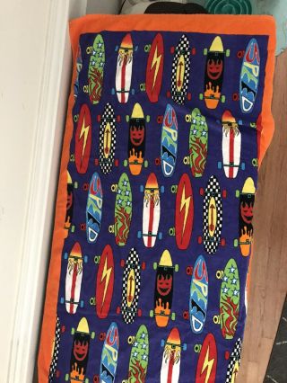 Vintage Beach Towel Skateboards 90s Royal Pacific Colorful