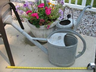 Antique Galvanized Huge German Watering Can,  1940’s Great Cond.  12 Liter 31 " Long