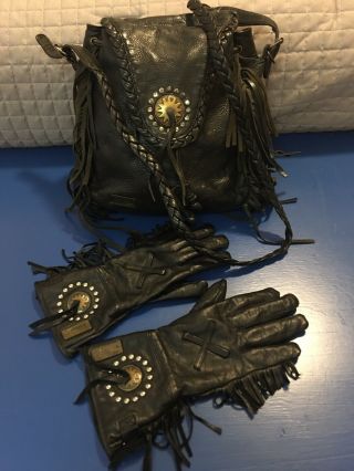 Harley Davidson Willie G Leather Purse Bag Matching Womens Gloves Small