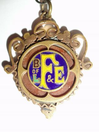 Antique Pocket Watch Chain Brotherhood Of Locomotive Firemen & Enginemen Gf