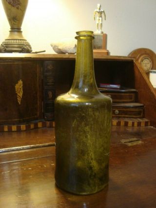 Circa 1780 - 1820 Antique Olive Green Glass Pontil Wine Mallet Bottle Bottle 2