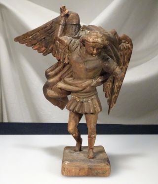 Antique Spanish Colonial Carved Wood Santo Angel - 56123