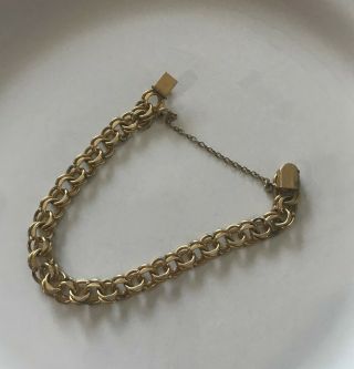 Vintage Gold Plate Charm Bracelet With Strong Clasp And Safety Chain
