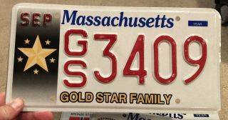 Tough Massachusetts Gold Star Family Veteran License Plate Spirit Base 3409 Gem