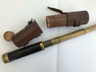 Early 1900s Dollond London Brass Leather Cased Naval/military Telescope