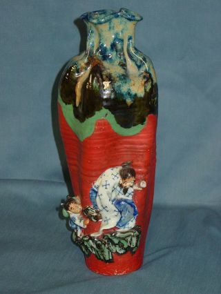 Antique Japanese Vase Sumida Gawa Ishiguro Koko 12 "
