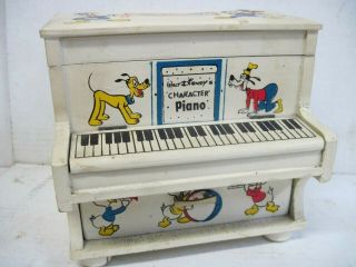 Vintage Walt Disney Mickey Mouse Hand Wooden Piano Jewelry Musical Box