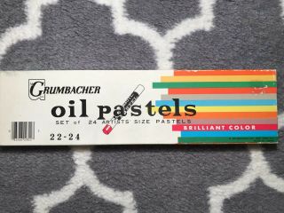Vintage Grumbacher Oil Pastels Set Of 24 Brilliant Color Artist’s Size