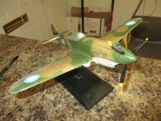 Vintage Wood Desk Top Model Of P - 40 Ww2 Fighter Plane W.  Base Put Out By Danbury