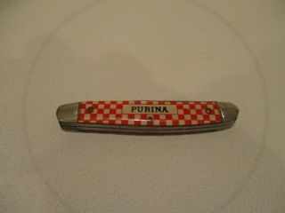 Vintage Purina Kutmaster 3 Blade Checkerboard Advertising Pocket Knife 2