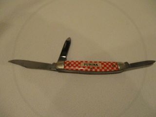 Vintage Purina Kutmaster 3 Blade Checkerboard Advertising Pocket Knife 3