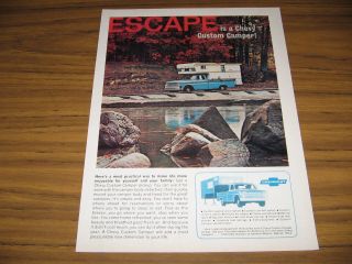 1966 Vintage Ad Chevrolet Pickup Truck With Camper Chevy
