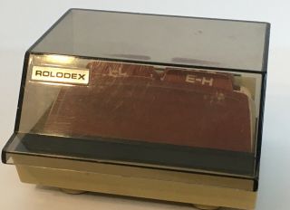 Vintage Rolodex S - 3000 Covered Card File Petite Lid Beige Smoke