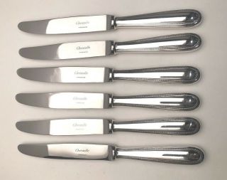 Perles By Christofle Silverplate Group Of 6 Dessert Knives 7.  75 "