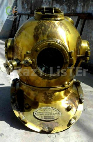 Diving Helmet Antique Us Navy Mark V Deep Sea Marine Divers Scuba Morse Boston