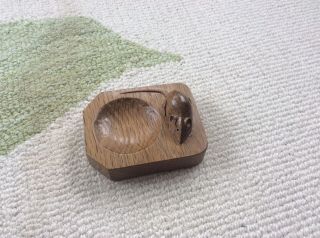 Robert Thompson Mouseman Solid Hand Carved Oak Pin Tray Kilburn Yorkshire