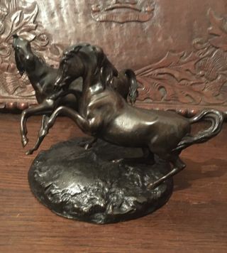 Antique 19th Century Bronze Sculpture Group Of Horses At Play - Antique Bronze 2