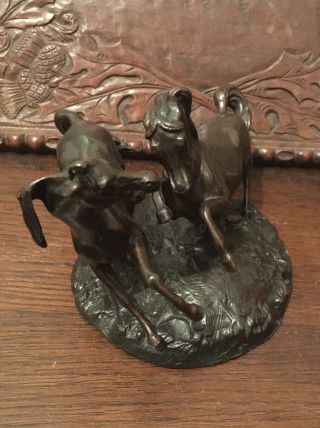 Antique 19th Century Bronze Sculpture Group Of Horses At Play - Antique Bronze 3