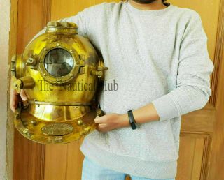 Antique Maritime Scuna Brass Diving Helmet Navy Mark Deep Sea Marine Divers Gift