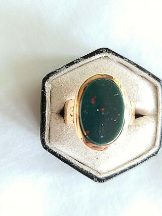 Antique 10k Solid Rose Gold Victorian Bloodstone Ring Size 6 1/4