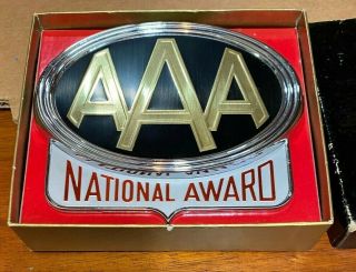 Vintage 50 ' s AAA National Award license plate topper w/ box 2