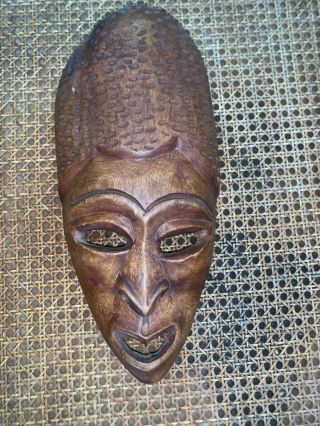 Vintage African Hand Carved Wood Mask Approximately 15 1/2  Long X 7 " Wide