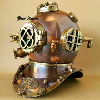 Antique Brass Scuba Nautical Diving Helmet Us Navy Mark V Deep Sea Marine Morse