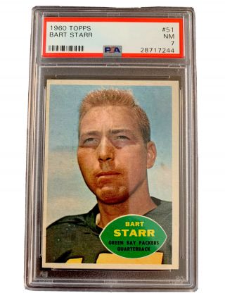 1960 Topps 51 Bart Starr Psa 7 Green Bay Packers Hof Alabama