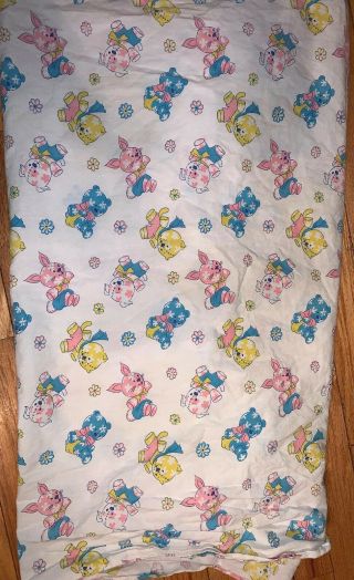 Teddy Bear Bunny Rabbit Vintage Antique Crib Toddler Bed Sheet - 1950’s