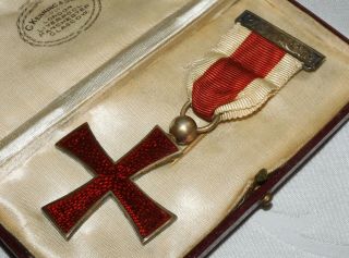 1929 Antique Masonic Silver & Enamel Knights Templar Breast Jewel Medal Cased