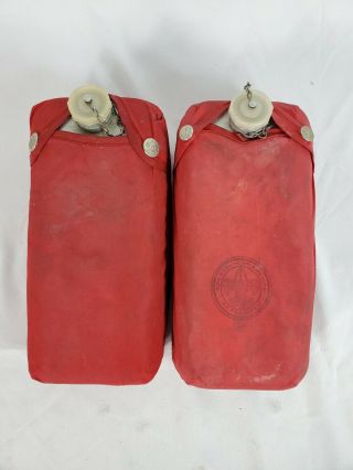 2 Vintage Boy Scouts Of America Aluminium Canteen With Red Covers