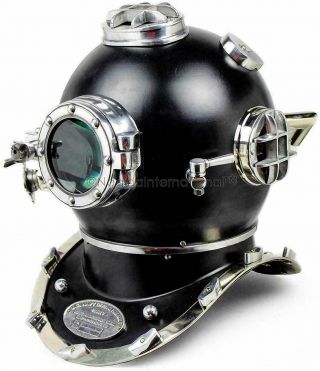Brass Antique Boston Marine Morse Diving Helmet Silver Scuba Sca Us Navy Divers