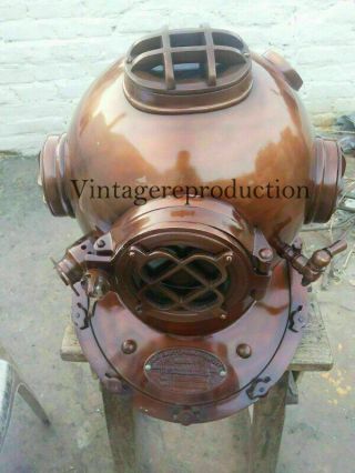 Antique Brown Boston Brass Diving Helmet London Copper Scuba Divers Helmet Sea