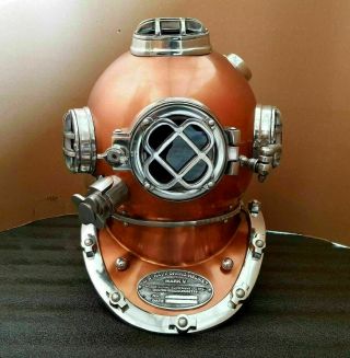 Vintage Scuba Boston Brass Diving Helmet US Navy Mark V Scuba Divers Helmet Sea 2