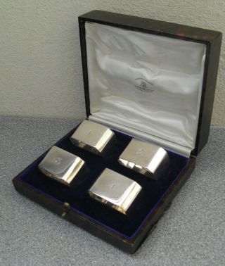 Solid Silver Art Deco Napkin Ring Set Box Thomas Bradbury & Sons 1926