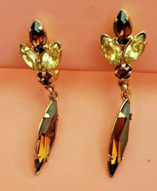 1.  25 " - - Vintage 12 K Gold Filled Rhinestone Dangle Earrings - Signed G F Gorman