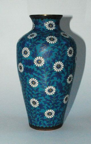 Early Japanese Cloisonne Enamel Vase Of Flowers Marked " Ming "