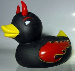 Devil Rubber Duckie Black With Red Flames Vintage 2000 Toy Accoutrements