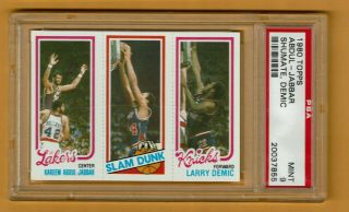 1980 Topps Basketball Kareem Abdul Jabbar John Shumate Larry Demic Psa 9