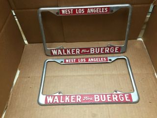 Vintage West Los Angeles Walker Buerges Ford Dealer License Plate Frames Pair