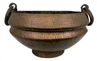 Roycroft - Era Antique Arts Crafts Hammered Copper Pot Cauldron Kettle Basin Bowl