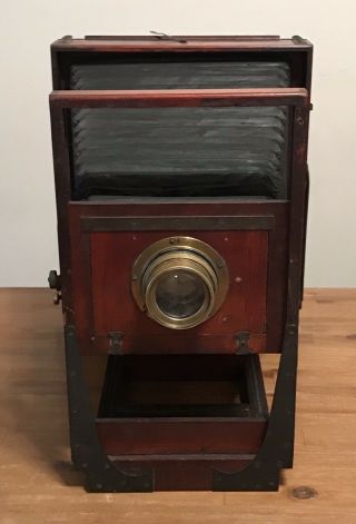 ANTIQUE 1890 ' S ROCHESTER OPTICAL CO.  VIEW CAMERA WITH GUNDLACH BRASS LENS 2