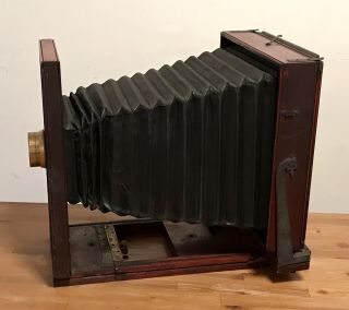 ANTIQUE 1890 ' S ROCHESTER OPTICAL CO.  VIEW CAMERA WITH GUNDLACH BRASS LENS 3