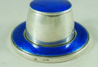 ARt Deco Silver & Blue Enamel Inkwell C S Green Birmingham 1927 8.  5cm x 4cm HEZX 2
