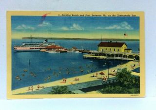 Betterton Maryland Bathing Beach & Pier On Chesapeake Bay Linen Vintage Postcard