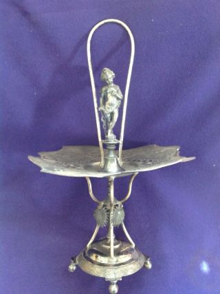 Antique Victorian Wilcox Silver Plate Figural Cupid Centerpiece Serving Piece