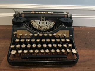 Antique Underwood Universal Portable Typewriter With Gold Inlays Rare