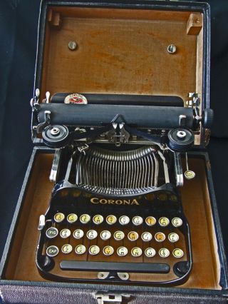 Smith Corona Antique Portable Folding Typewriter In Case 1920s