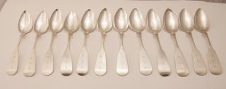 Set Of 12 Coin Silver Teaspoons - S&h Gerould,  Keene Nh